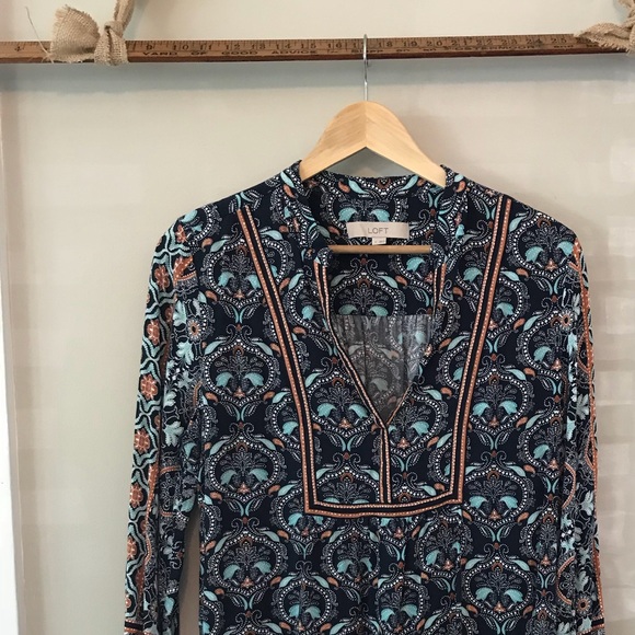 Unique LOFT bohemian top long-sleeve floral - Picture 1 of 6
